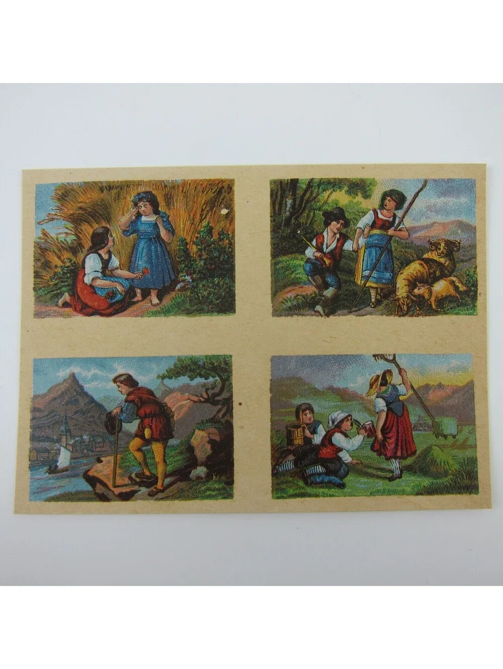 Antique Lithograph Print Samples Lot Mini Landscapes Towns Villages People RARE